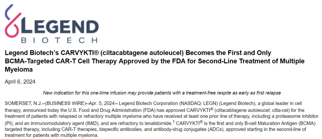 Ciltacabtagene Autoleucel approved by the FDA for the second-line treatment of RRMM