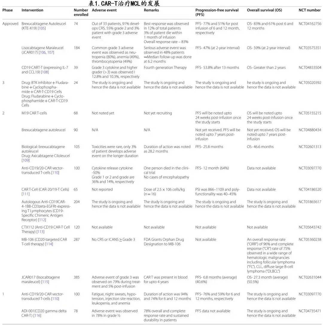 CAR-T Cell Use in MCL