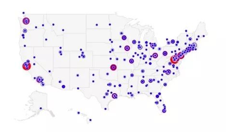 Distribution map of lymphoma experts in the United States